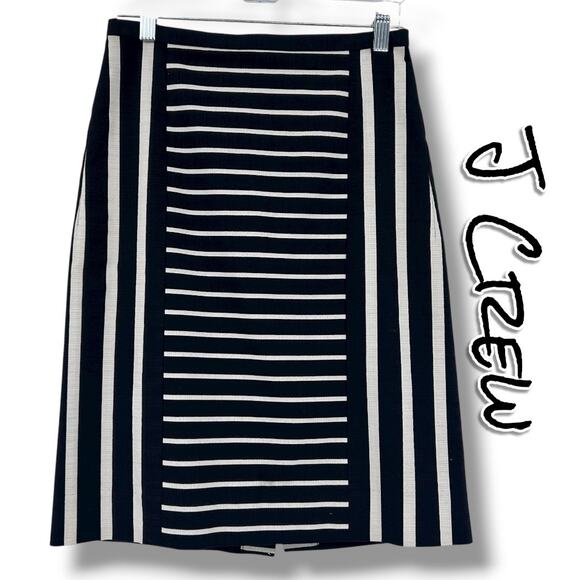 J. Crew Dresses & Skirts - J Crew Pencil Skirt Black White Stripe Cotton Blend Office Classic Womens Sz 0P